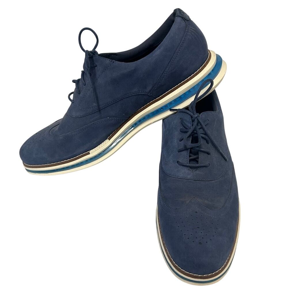 Cole Haan Original Grand Cloudfeel Energy Wingtip Oxfords Marine Blue and Ivory